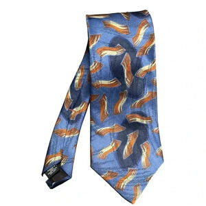 Men’s Tie Bacon Strip Patter Via Manzoni Italian‎ Silk